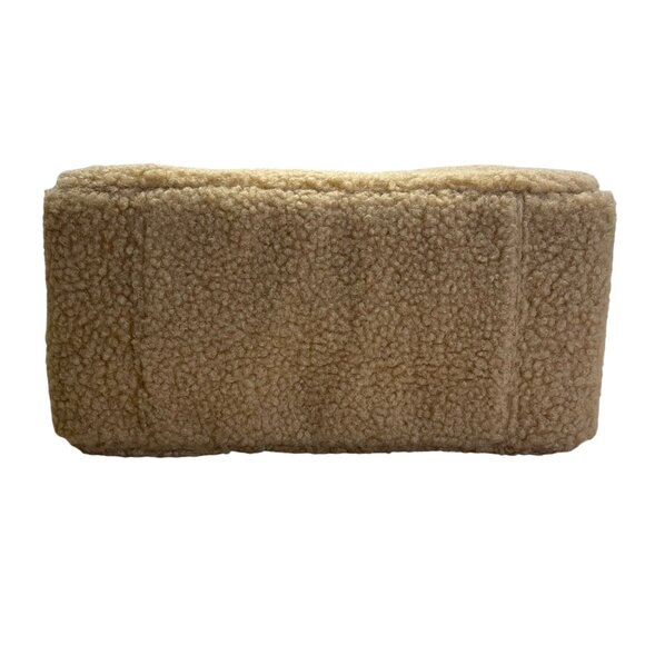 J.Crew Tan Sherpa With Zip Closure & Dual Handles Structured Tote Bag - New - Picture 6 of 10